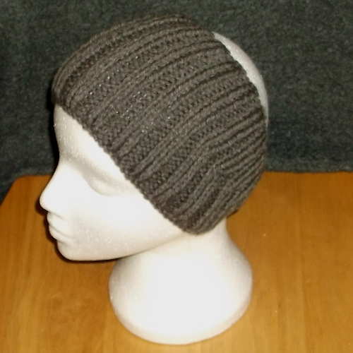 Ribbed Slate hand knitted headwear, handmade by Longhaired Jewels